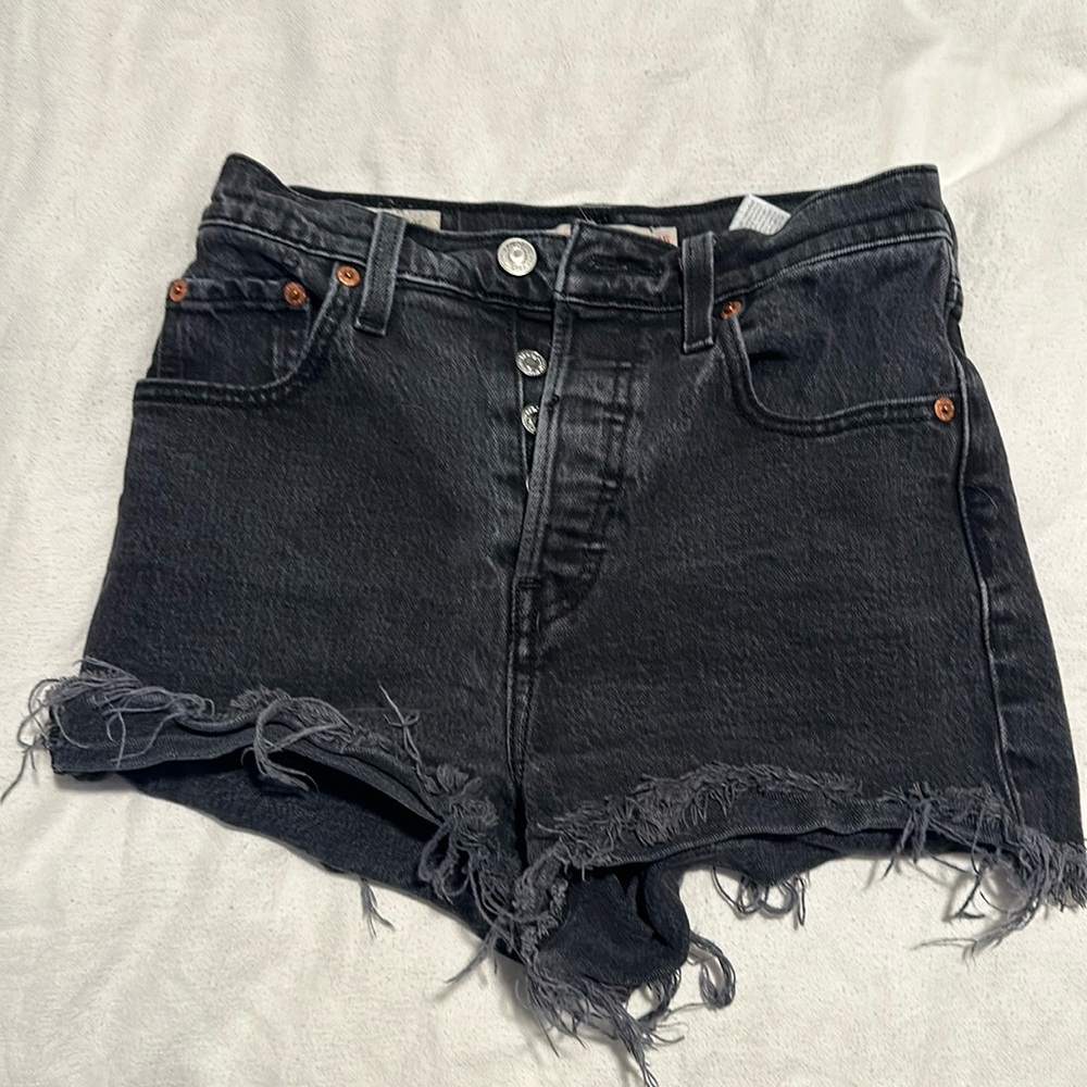 Levi’s rib cage shorts, black, button fly